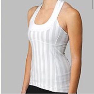 Lululemon White Light Grey Scoop Neck Tank 6 GUC